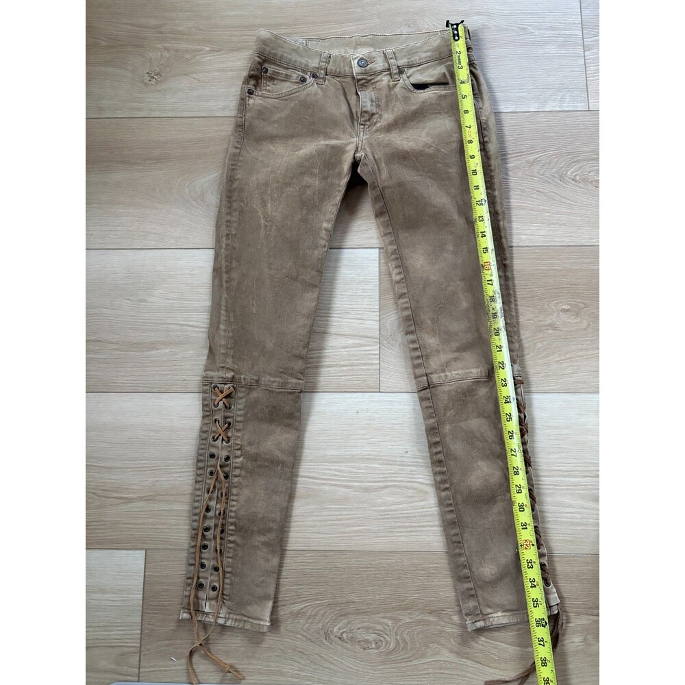 vintage Polo Ralph Lauren Women's Tompkins Skinny Lace Up Brown Jeans Size 25 - Picture 2 of 12